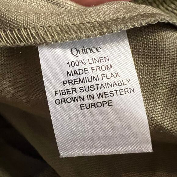 Quince Dress Womens XL Beige Linen Long Sleeve Smocked Off The Shoulder Mini - Picture 7 of 7